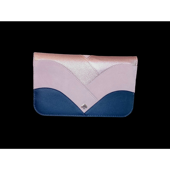 Kate Spade Nadine Lilac Metallic Colorblock medium clutch card wallet - Picture 1 of 8